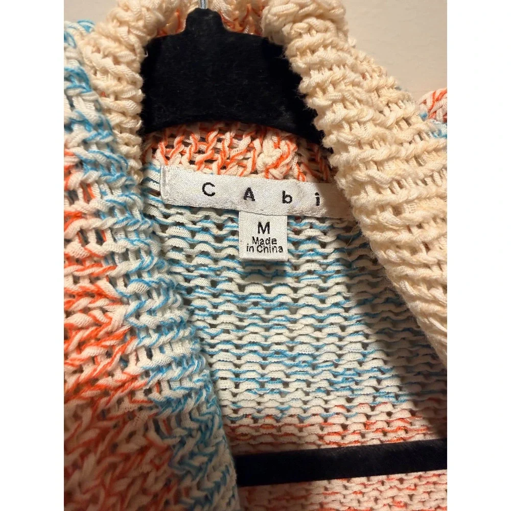 Cabi Multi Color Striped Sleeveless Cardigan Vest Shawl Collar Medium 0066 - Picture 4 of 6